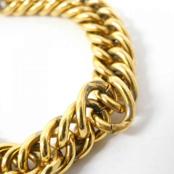 CHANEL Black Leather and Gold Chain Bracelet - Picture 3 of 4